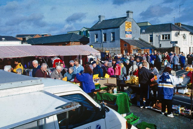 Market Day, Smithfield, c.1990. Lisburn was first granted rights to hold a weekly market in the early 17th-century.