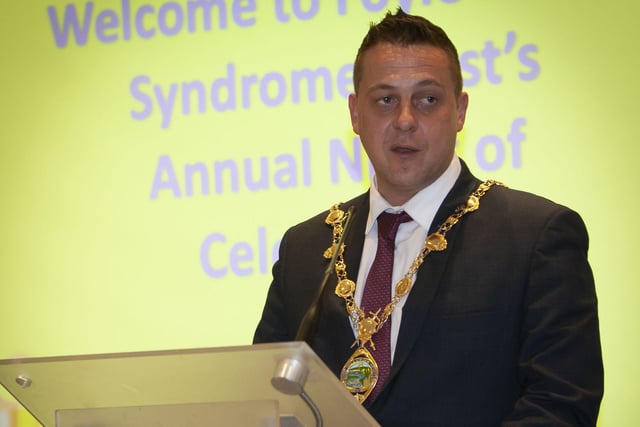 The Mayor of Derry City and Strabane District Council, Graham Warke addressing Thurday nightâ€TMs Foyle Down Syndrome Trustâ€TMs Celebration of Achievement at the Everglades Hotel.