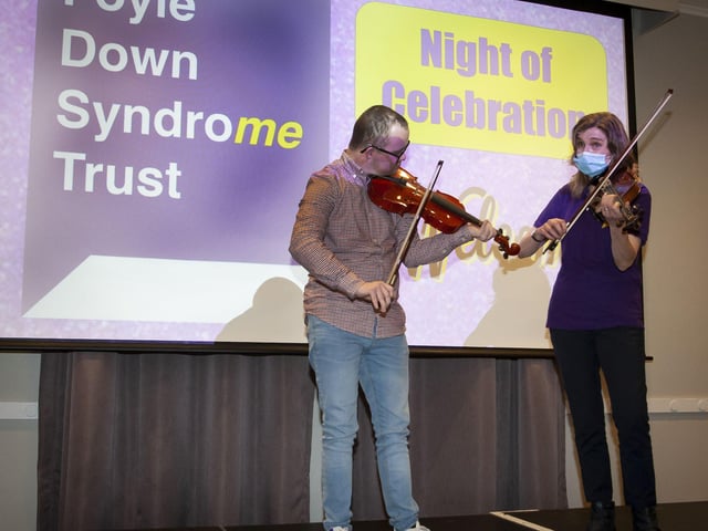 Conor Collins and Josie Nugent performing at the FDST Celebration of Achievement event in the Everglades Hotel.