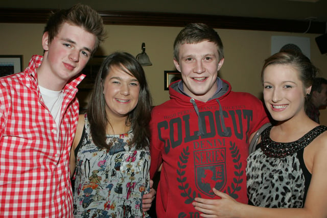 Peter Knox Sara Gardner james Purcell and Cara Henry pictured at the Finvoy YFC disco in Ballymoney Rugby Club .Picture Steven McAuley/Kevin McAuley Photography Multimedia