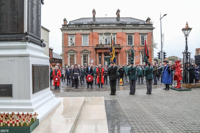 Pictured at the Cenotaph in Lisburn on Remembrance Sunday