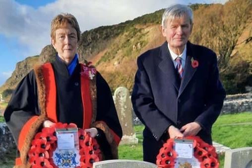 Cllr Joan Baird and Lord-Lieutenant for County Antrim David McCorkell on Rathlin Island.