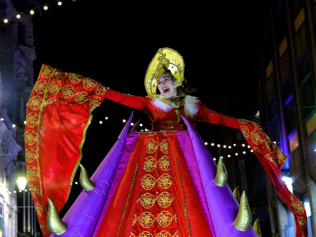 A colourful character in the Derry Christmas Lights parade on Sunday evening last. Photo: George Sweeney. DER2147GS – 005