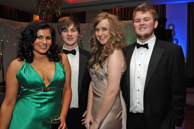 PIctured at Foyle and Londonderry College's annual Formal in the City Hotel are, Lindsay McCorkell, Jason McQuaid, Susie Dickey, Dermott O'Donnell. Picture Martin McKeown. Inpresspics.com. 26.11.10