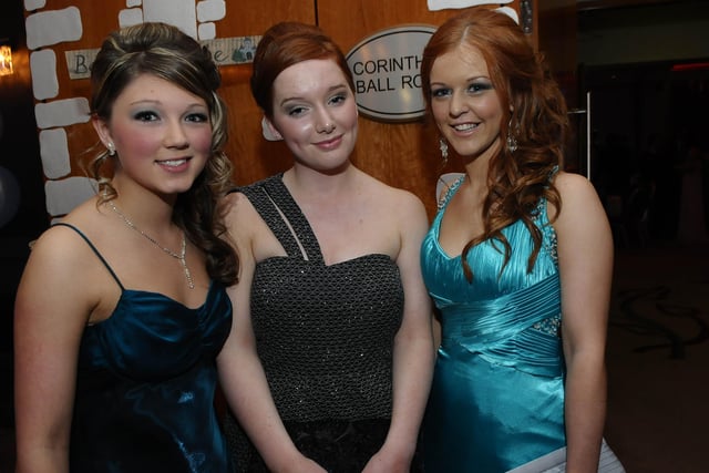 PIctured at Foyle and Londonderry College's annual Formal in the City Hotel are, Hannah Doherty, Kate Robinson and Stephanie Burton. Picture Martin McKeown. Inpresspics.com. 26.11.10