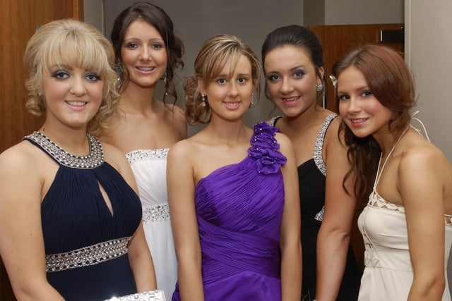 Pictured at the Foyle and Londonderry College formal in the City Hotel were, from left, Amy McCurdy, Vicky Cuthbert, Laura McBrine, Jennie Wood and Catherine Dougherty. INLS4810-130KM