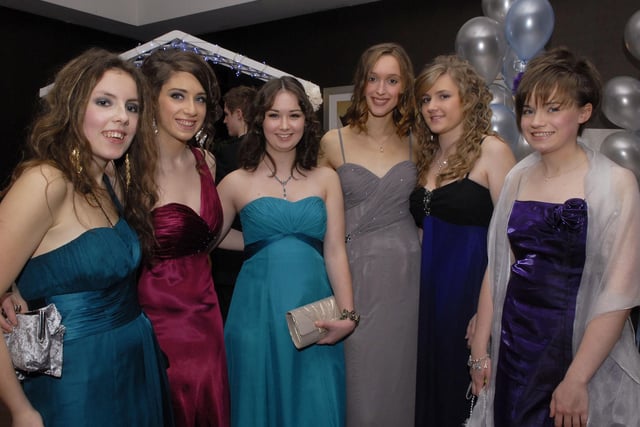 Enjoying the Foyle and Londonderry College formal in the City Hotel were, from left, Eleanor Berry, Jane Doherty, Louise Parkhill, Tabea Weyrauch, Ellen Giff and Laura McFaul. INLS4810-118KM
