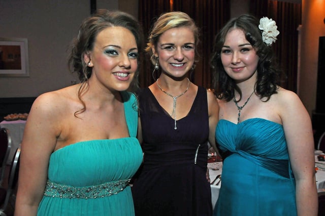 PIctured at Foyle and Londonderry College's annual Formal in the City Hotel are, Ruth McCarte, Jill Nutt, Louise Parkhill. Picture Martin McKeown. Inpresspics.com. 26.11.10