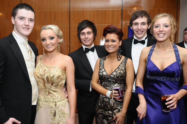 PIctured at Foyle and Londonderry College's annual Formal in the City Hotel are, DEan BRadley, Arneil Long, David Murdock, Hannah Patton, Tom Burns and Caroline Chestnutt. Picture Martin McKeown. Inpresspics.com. 26.11.10