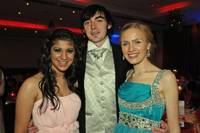 PIctured at Foyle and Londonderry College's annual Formal in the City Hotel are, Aman Muttu, Owen Bradley and Amber Alford. Picture Martin McKeown. Inpresspics.com. 26.11.10