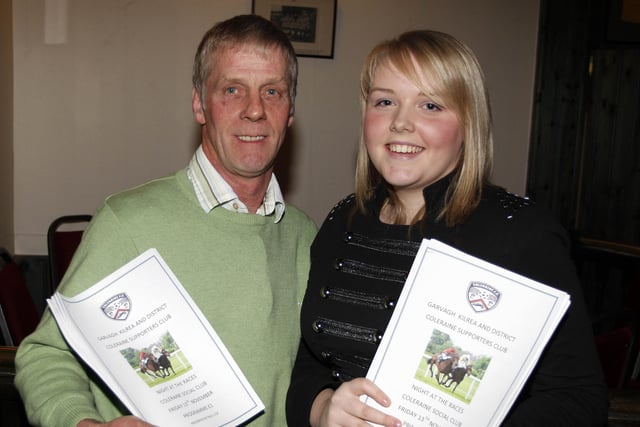 John Knight and Rebecca Cox pictured during the Garvagh, Kilrea and District Coleraine Supporters Club Night at the Races in Coleraine Social Club on Friday. CR47-PL