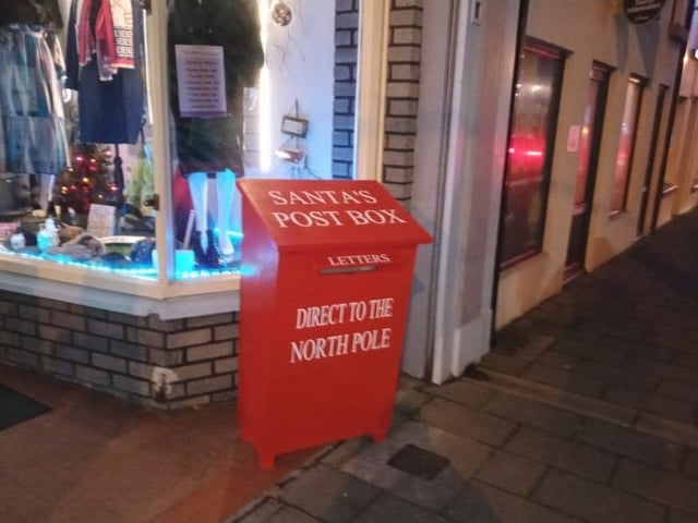 Santa's postbox outside Deirdre's of the Diamond, Carndonagh.