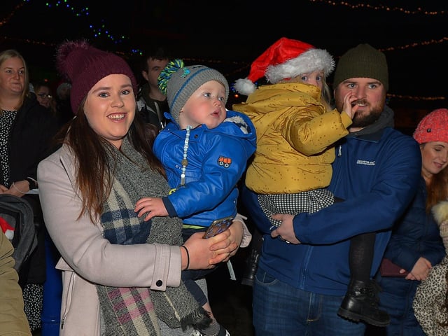 Waiting for Santa at Christmas tree lights witch on in Moville on Sunday evening last. Photo: George Sweeney. DER2148GS – 008