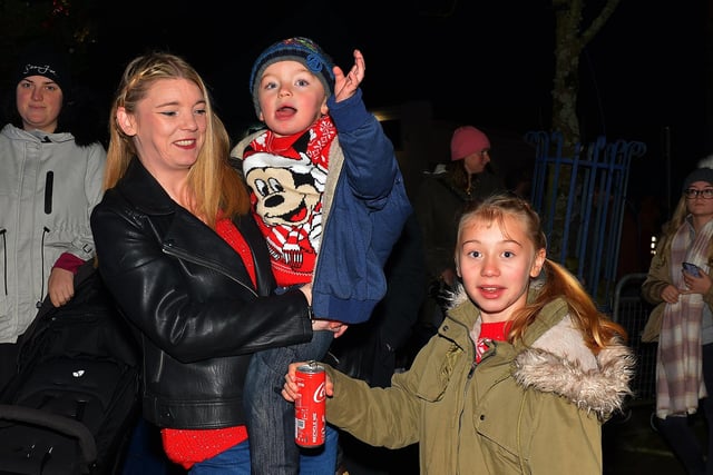 Waiting for Santa at Christmas tree lights witch on in Moville on Sunday evening last. Photo: George Sweeney.  DER2148GS – 004