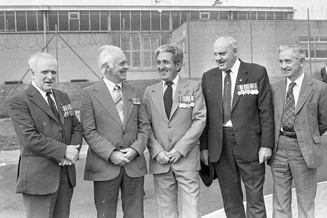 Tommy Catherwood, Thomas Taylor, Wilfred Connor, Edward Atkinson and David Elliott from Cookstown and Castledawson met up in Portrush before the parade at Portrush in September 1981. Picture: News Letter archives