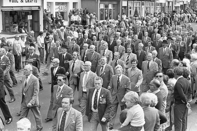 Member of the Royal British Legion marching to the opening ceremony of Bennet House, the new ex-Servicemen’s holiday home in Portrush, which was officially opened in September 1981. Picture: News Letter archives