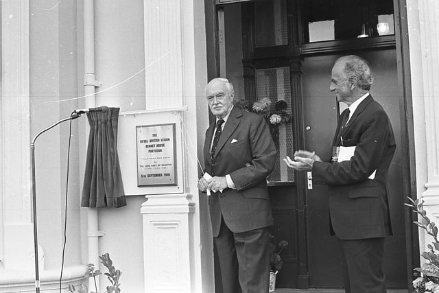 Lord Grey unveils the plaque at the opening ceremony of Bennet House, the new ex-Servicemen’s holiday home in Portrush, which was officially opened in September 1981. Picture: News Letter archives