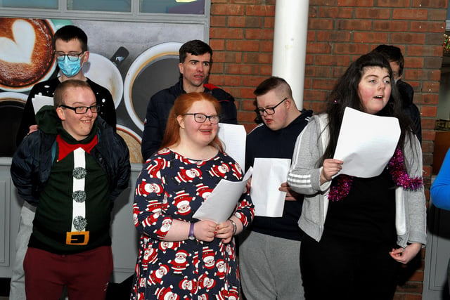 Young adults from the Liberty Consortium HUB choir at Northside Village Centre, singing Christmas carols, at the centre, on Wednesday morning last. DER2148GS – 016
