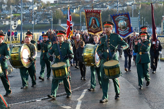 Castlederg Young Loyalist band took part in the Apprentice Boys of Derry Annual Shutting of the Gates Parade held in Londonderry on Saturday last. Photo: George Sweeney