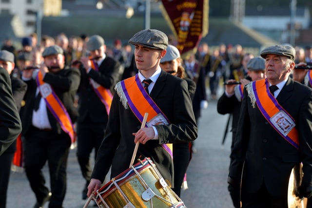 The Auld Orange Flute Band took part in the Apprentice Boys of Derry Annual Shutting of the Gates Parade held in Londonderry on Saturday last. Photo: George Sweeney