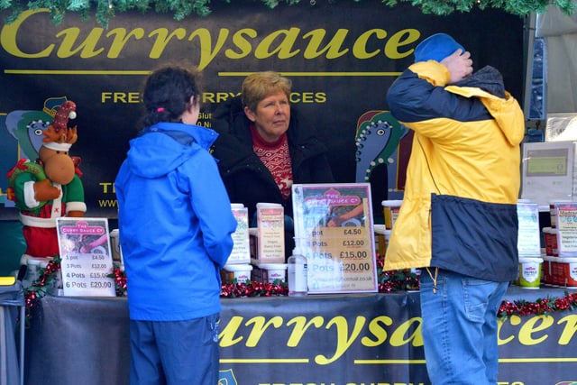 One of the many food stalls at the Christmas Market in Guildhall Square on Saturday afternoon last. Photo: George Sweeney.  DER2148GS – 050
