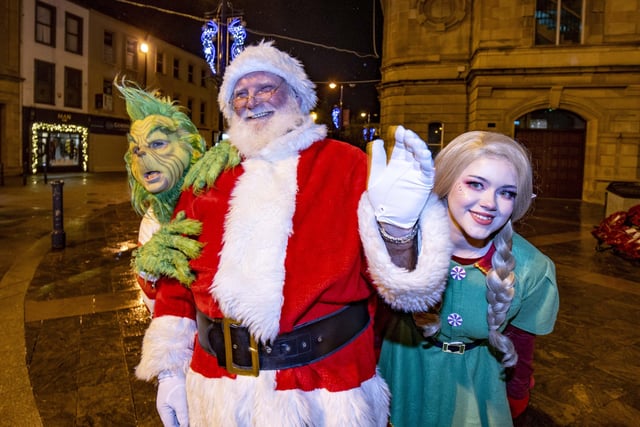 Santa, The Grinch and his elf in Coleraine as part of Christmas celebrations