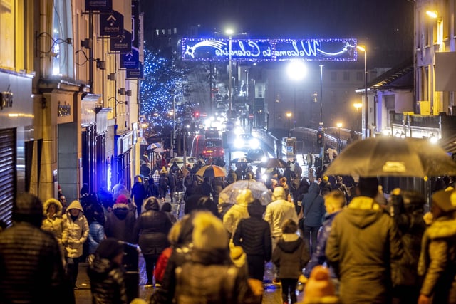 Driving rain didn't stop people from coming out to see the Christmas lights in Coleraine
