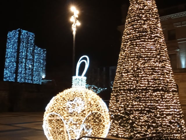Christmas illuminations Derry city centre.