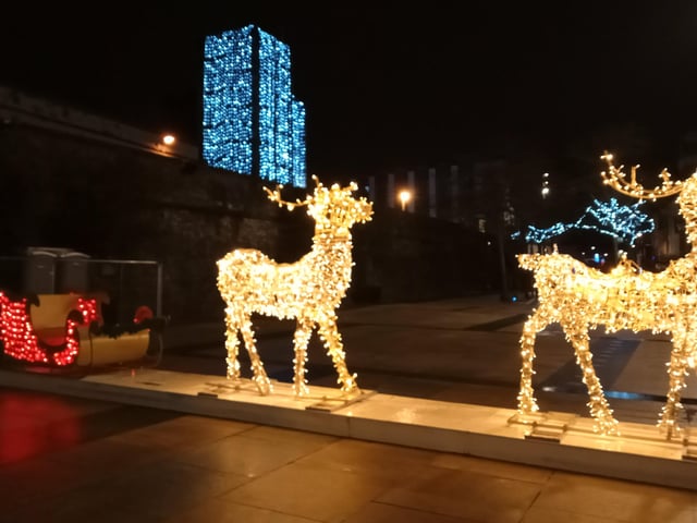 Christmas illuminations Derry city centre.