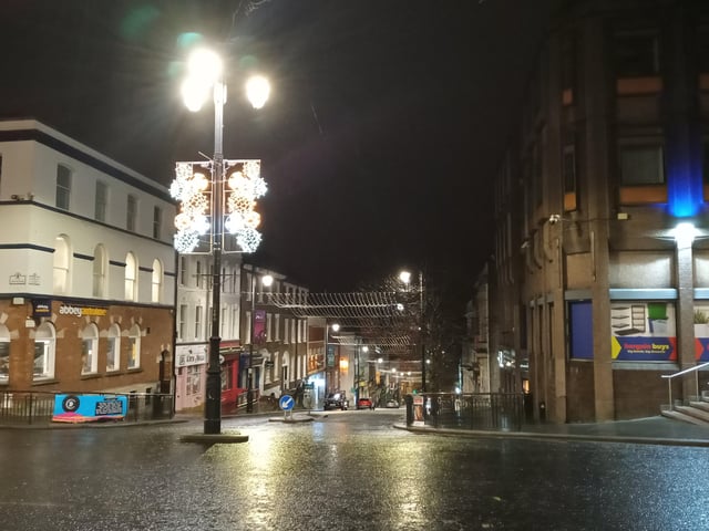 Christmas illuminations Derry city centre.