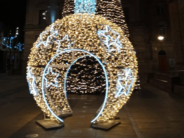Christmas illuminations Derry city centre.