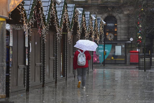 The Christmas Market in Belfast is closed because of the strong winds and rain.