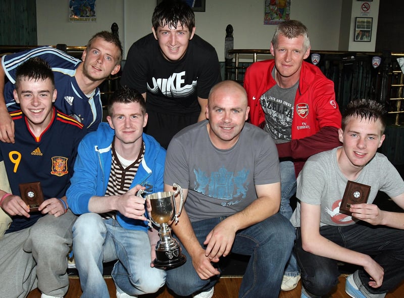 Some of the Mosside team winners of the LMA Knockout Cup pictured at the LMA presentation in the Coleraine FC Social Club on Saturday. CR29-PL