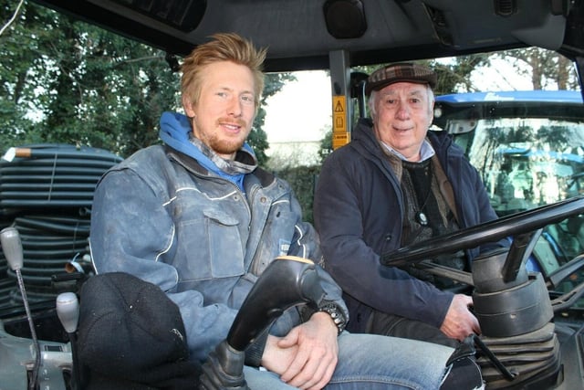 Mark and George Nesbitt at the Fane Valley tractor run in aid of the Children's Cancer unit and woman's Breast Cancer Support UK