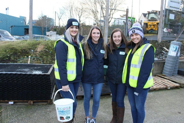 Helpers at the Fane Valley tractor run (from Left) Nikkita Hynes, Emma Waddell, Alice Herron and Clare McAnearney