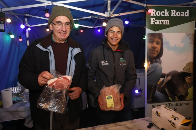 Alex supporting his son and local schoolboy Nicholas Dennison (Lisburn) with his business venture Rock Road Farm