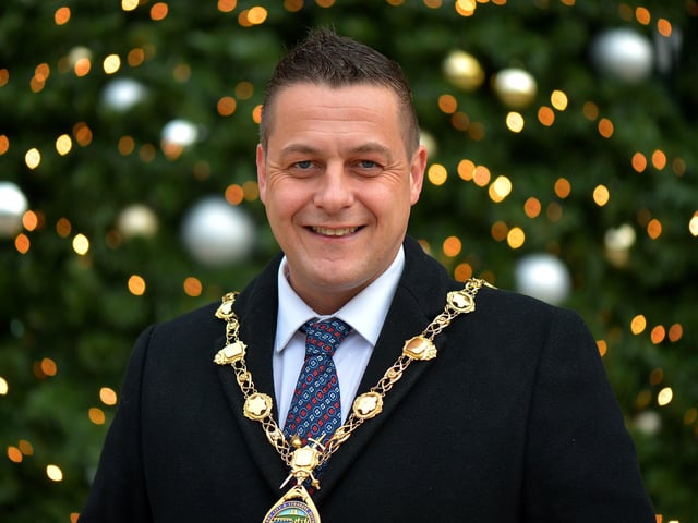 Mayor Alderman Graham Warke. "It’s Beginning to Look alot Like Christmas, definitely that. Look at the Guildhall behind us, isn’t it amazing. The 60 foot tree is beautiful. The city and the district is really buzzing now, you can see the excitement with the kids." Photo: George Sweeney. DER2149GS – 029