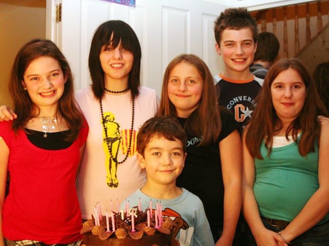 Erin Doherty with a group of family friends having a good time at her 18th party.