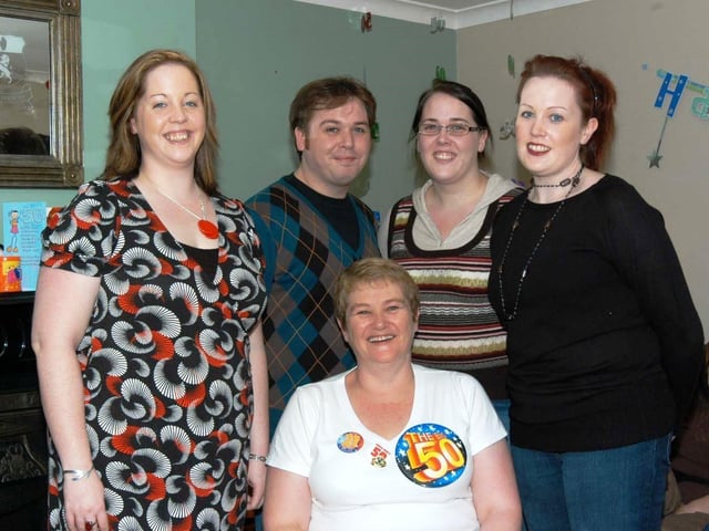 Karen Davidson celebrates her 50th with her children.