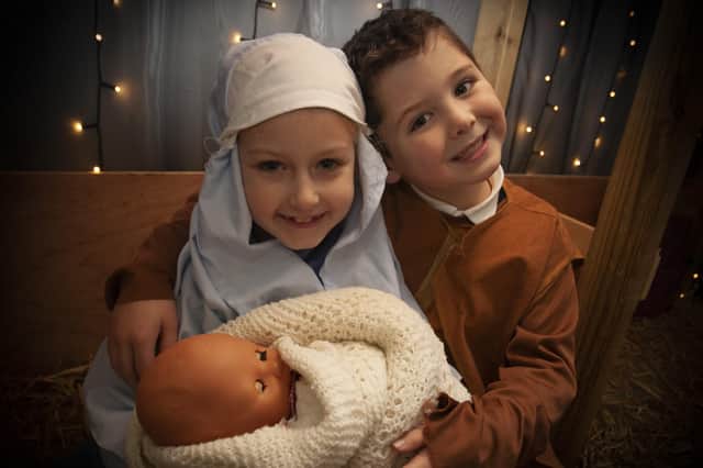 Maisie-Kate Nixon, and Aodhan Rankin as Joseph and Mary with the Baby Jesus.
