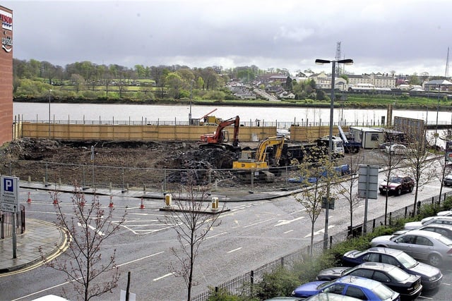 May 2001... The vacant site where the new City Hotel was built overlooking Derry's riverfront.