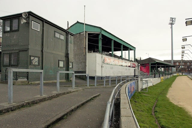 March 2001... The old Glentoran Stand takes centre stage before the redevelopment of Brandywell Stadium.