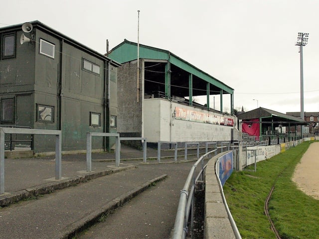 March 2001... The old Glentoran Stand takes centre stage before the redevelopment of Brandywell Stadium.