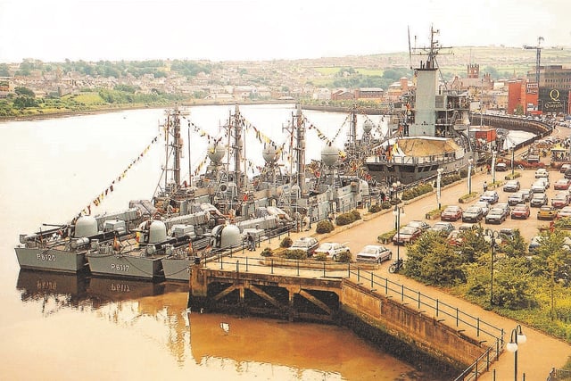 July 2001... Derry's quayside hosts several navy gunboats
