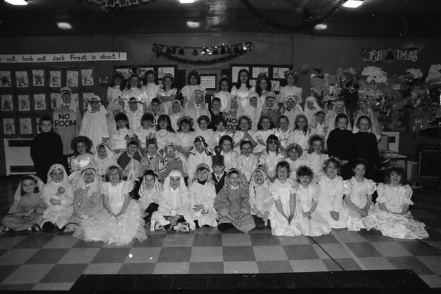 Pupils from Slievemore Primary School at a rehearsal for their annual nativity play.