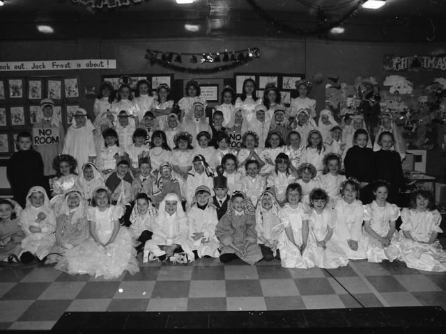 Pupils from Slievemore Primary School at a rehearsal for their annual nativity play.