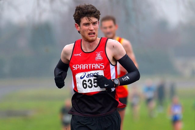 City of Derry Spartan Fintan Stewart took third place in the men’s 6K at the North West Cross Country meeting at Templemore Sports Complex on Saturday. Photo: George Sweeney.  DER2150GS – 083