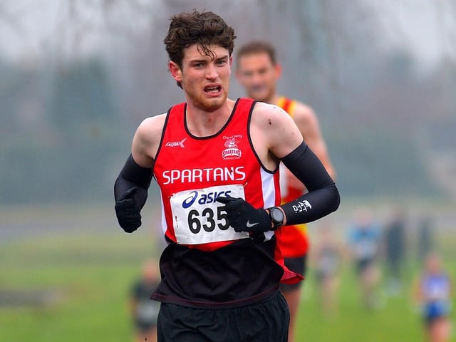 City of Derry Spartan Fintan Stewart took third place in the men’s 6K at the North West Cross Country meeting at Templemore Sports Complex on Saturday. Photo: George Sweeney.  DER2150GS – 083