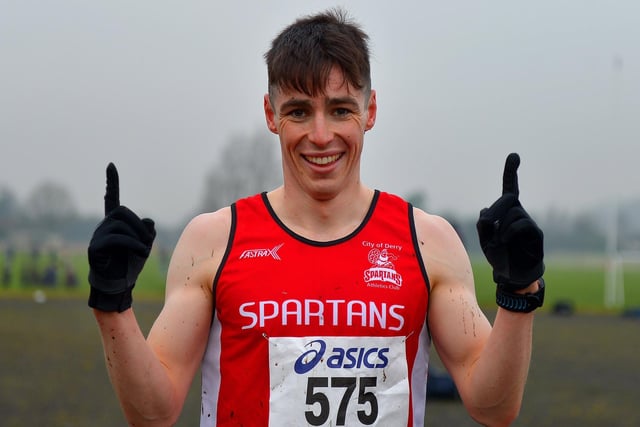 Luke McCarron, City of Derry Spartans, won the men’s 6K at the North West Cross Country meeting at Templemore Sports Complex on Saturday afternoon last. Photo: George Sweeney.  DER2150GS – 055