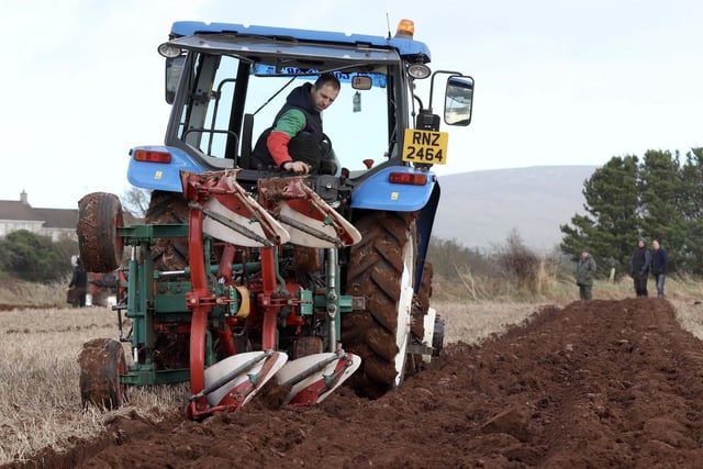 David Wright ploughing at the Ballycastle and District Ploughing Match